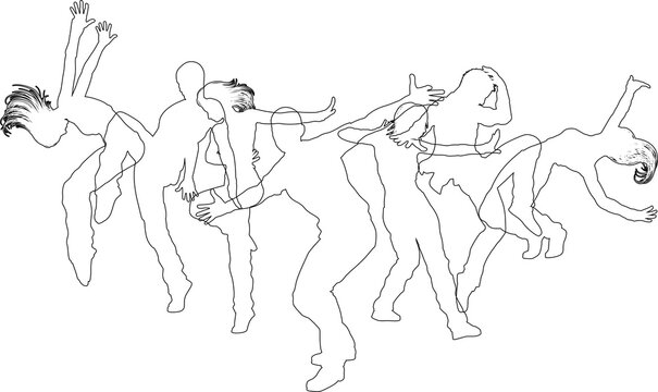 Street dancers dancing silhouette hip hop dance silhouettes poses set