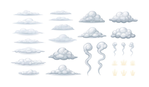 Collection of Various types of clouds illustrated.