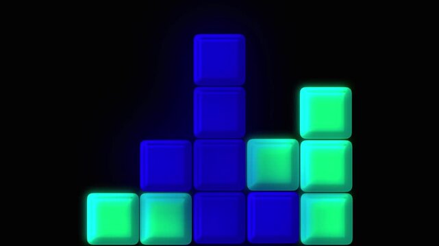 Abstract blue glowing cubes composition creates a futuristic visual. Glowing blue cubes composition shines with abstract energy. Abstract cubes in glowing blue redefine modern design.