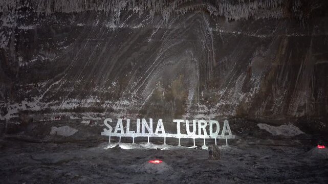 Turda, Romania The inside cavern of the landmark Turda Salt Mine. 