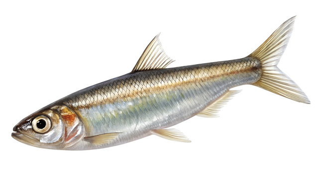Fresh Raw Whole Smelt Fish Isolated on White Background