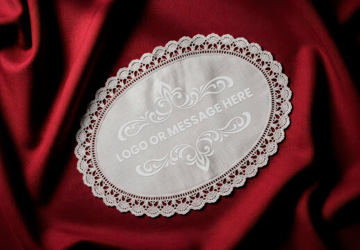 Fabric Lace Centerpiece Cloth Cover Embroidered Mockup