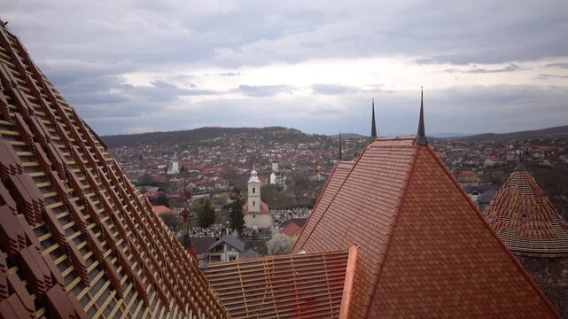 Hunedoara, Romania A skyline view of the city from the Corvin Castle. 