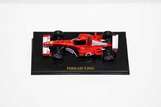 Bucharest Romania 29 march 2026.Detailed scale model of a 2002 Ferrari Formula 1 race car, inspired by the legendary Scuderia Ferrari design.