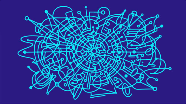 Blue Lines Abstract Art Design.