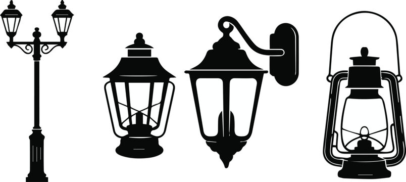 Wall mounted lantern with curved bracket