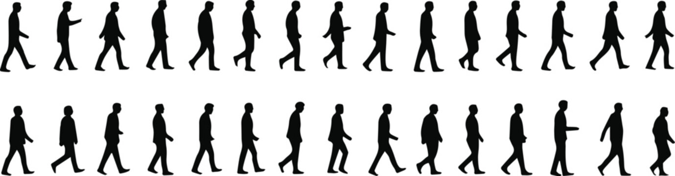 Walking sprite sheet frames for 2D game character animation