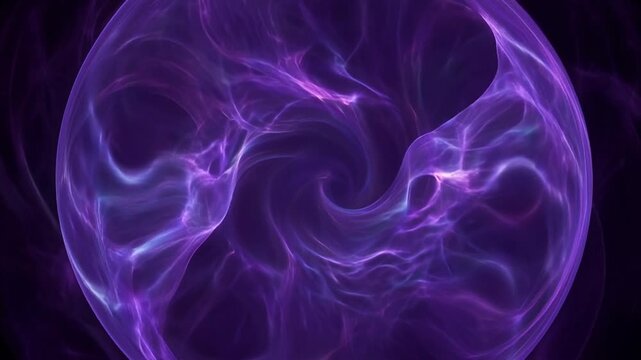 Purple powder explosion forming abstract vibrant pattern concept. Vibrant purple swirling energy vortex with glowing light effects and abstract cosmic patterns