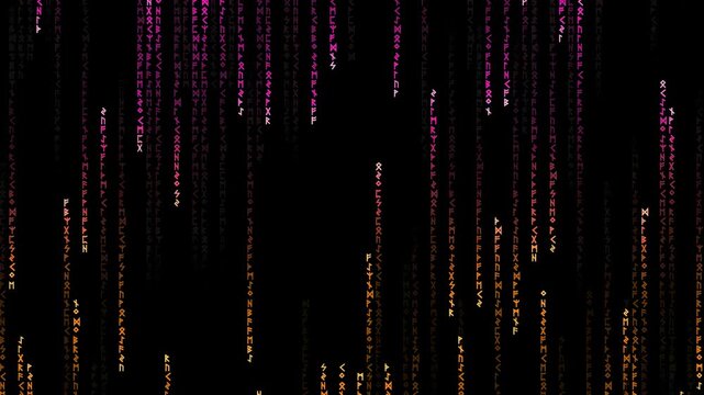 Abstract animated matrix code made of letters
