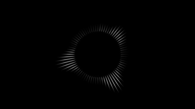 Music equalizer- Circular audio waveform spectrum visualizer on black background. Audio frequency sound wave. Sound beat ripples. 4k Motion graphics on Black Background