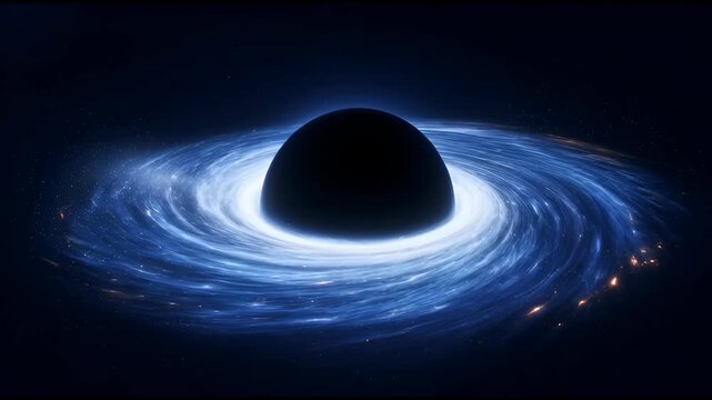 Glowing blue accretion disk around black hole in deep space cosmic phenomenon blackhole accretiondisk