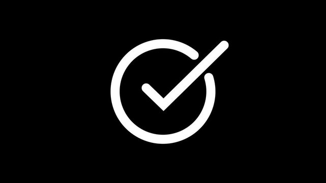 check mark Successfully, check mark white icon animation. 4k Motion graphics on Black Background