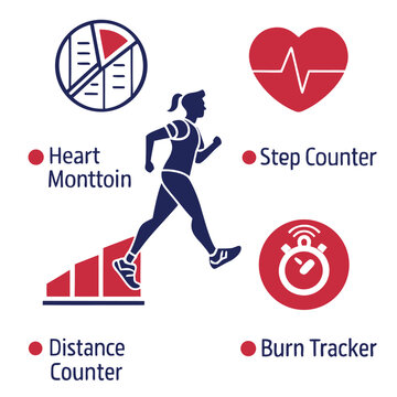 Fitness tracker woman running heart rate step distance burn stats