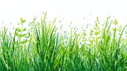 Fototapeta premium Green grass. Spring banner on white.