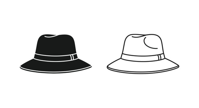 Black and white hats with brims Vector