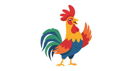 Colorful Rooster Bird Animal Illustration. © Indah