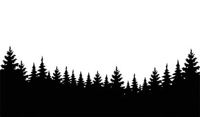 Silhouette of evergreen forest evergreen trees forest silhouette © Sefat
