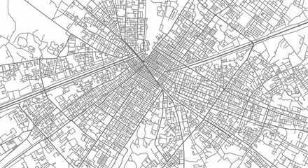 Obraz premium Abstract black and white line drawing of a dense urban street network or city map.