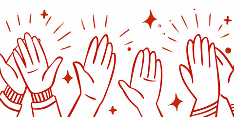 Fototapeta premium A group of hands clapping with sparkling star and diamond accents