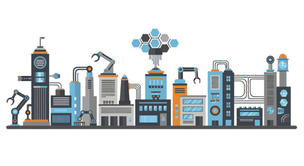 Fototapeta premium Modern automated factory with robotic arms and advanced technology.
