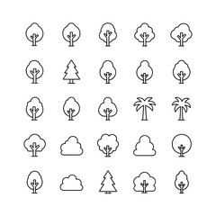 Fototapeta premium Minimalist Tree Line Icons Collection