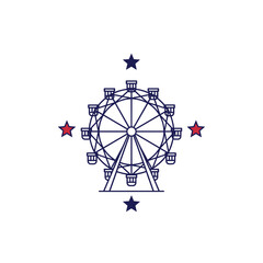 Fototapeta premium Minimalist Ferris Wheel and Stars Emblem