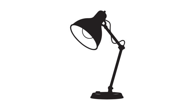 Desk lamp minimal black silhouette icon vector