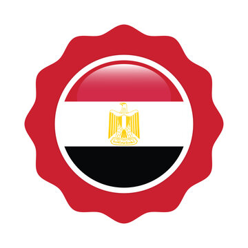 Egypt flag circular badge isolated on white background concept