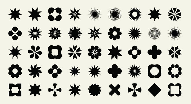 Collection of diverse geometric shapes and abstract floral patterns.