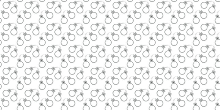 Silver handcuffs seamless pattern for police and law enforcement branding. Security pattern