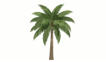 Obraz premium Realistic tropical palm tree vector with detailed trunk and green leaves in natural 3D style isolated on white