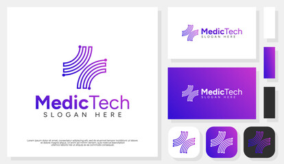 Fototapeta premium Innovative healthcare logo for technology-driven medical solutions.