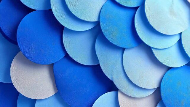 Blue and white circular shapes overlapping