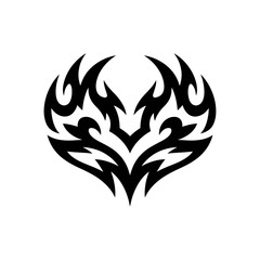 Fototapeta premium Tribal flame design element in black on white background for graphic resources
