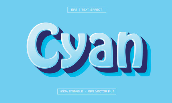 Cyan Bold Modern 3D Text Effect