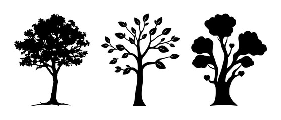 Solid black icon, white background: passive income money tree set with simple line art design featuring outline, illustration, graphic elements with clean design and vector art