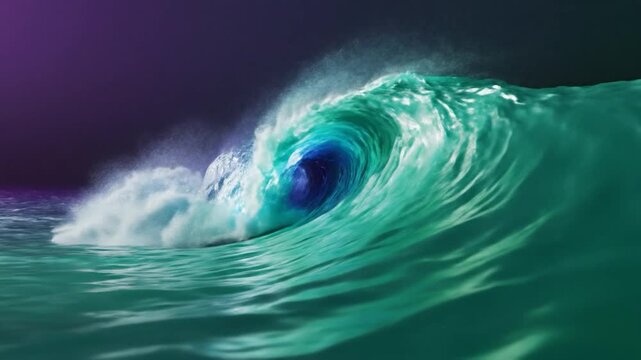 Ocean wave crashing in dark water.