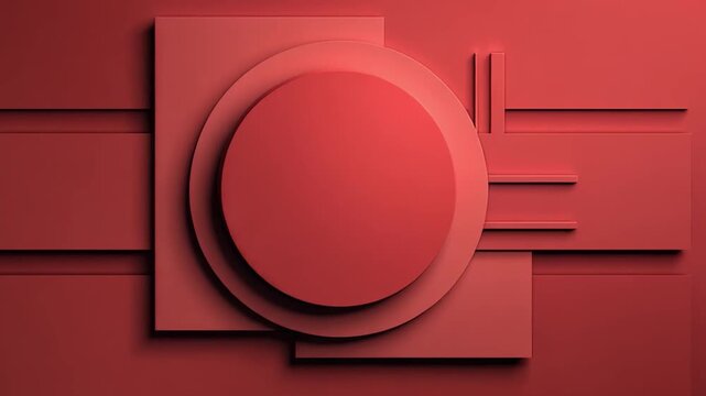 Abstract Red Geometric Composition with Circular and Rectangular Shapes