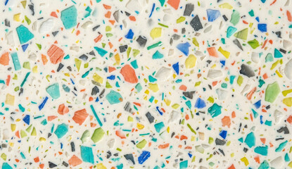 Obraz premium Sustainable Recycled Plastic Terrazzo Composite Material Texture, Close-Up