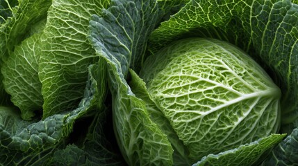 Obraz premium Fresh Green Cabbage Surrounded by Leafy Greens in a Vibrant Organic Display