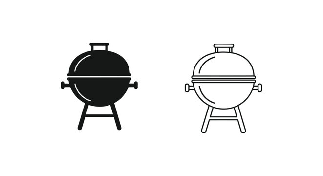 Bbq grill icon set Vector