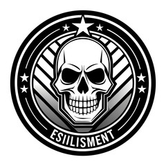 Fototapeta premium Evil Skull Emblem with Star Stripes in Dark Grunge Style for Edgy Branding and Apparel Design