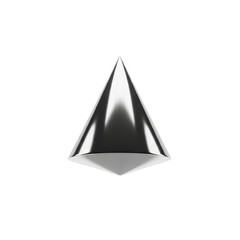 Fototapeta premium Shiny silver metallic cone geometric shape isolated on transparent background for branding, marketing, and logo design