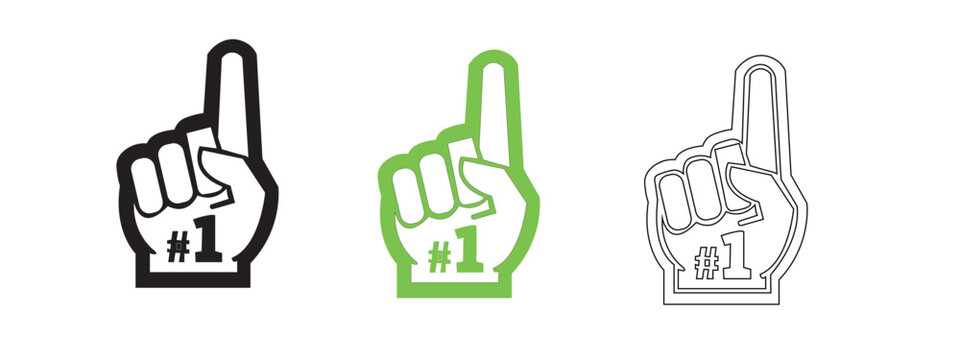 Number one foam finger icons celebrating victory or achievement.