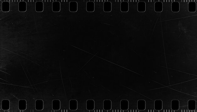scratched film texture on black background