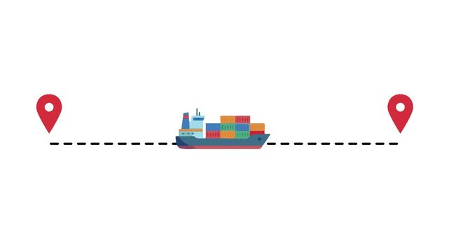 Cargo Ship Global Logistics Route Tracking Delivery Animation