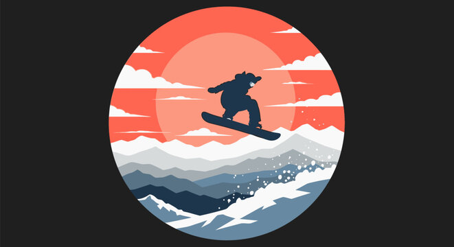 Silhouette of a snowboarder mid-air performing a jump.
