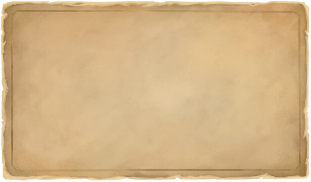 Papel amarelado antigo com bordas rasgadas, folha de pergaminho medieval desbotado e velho