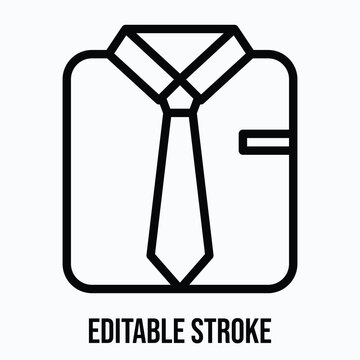 Tie And Shirt Icon, Lineal style vector icon, Editable stroke. 