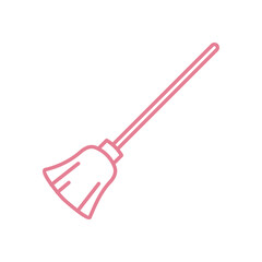 Naklejka premium Colored Simple Shape Broom Cleaning Service Icon Vector Template